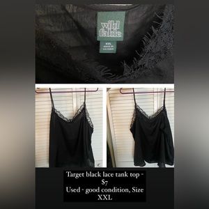 Black lace satin tank top